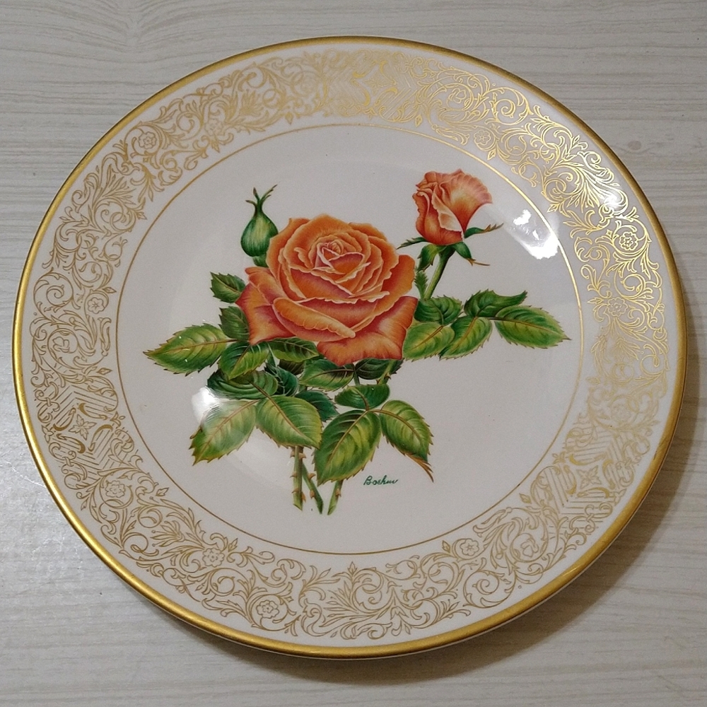 Vintage Boehm The Edward Marshall Boehm Rose Plate Collection Made In England
